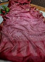 Soft Dola Silk Rani Festival Wear Ajrakh Printed Saree